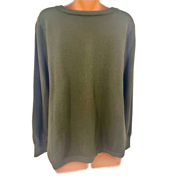 Soft Surroundings Sweater Women's Size M Green Wood Style Buttons Pockets Cozy - Picture 5 of 8